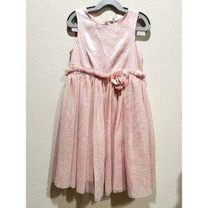 H&M girls satin and tulle pink chiffon party Easter dress 7 8